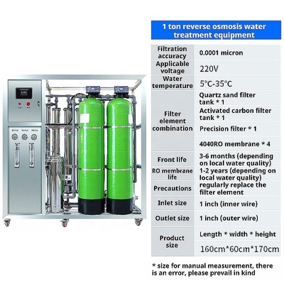 250LPH 500LPH 1000LPH Reverse Osmosis Water Purifier Water Purification System Industrial Filtration Groundwater Municipal